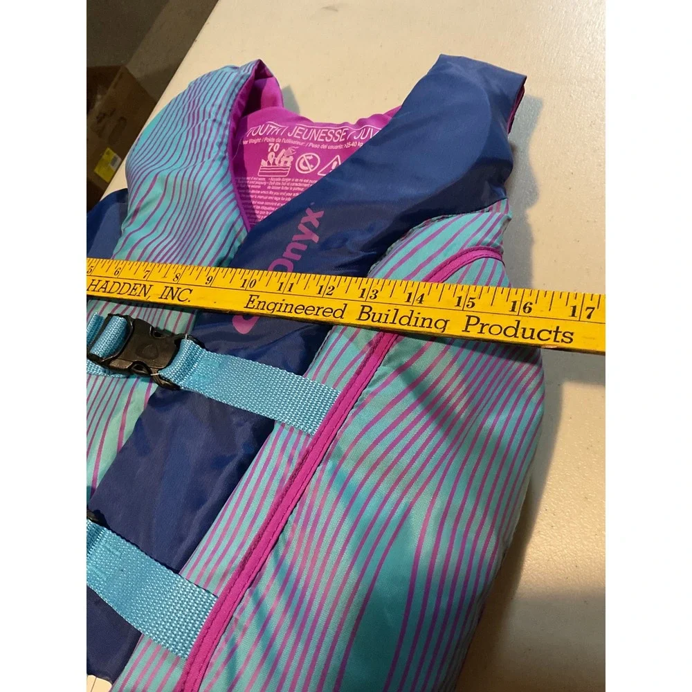 Onyx Youth Life Vest Jacket PFD Blue Pink Teal Stripe Size‎ 70 Boys Girls